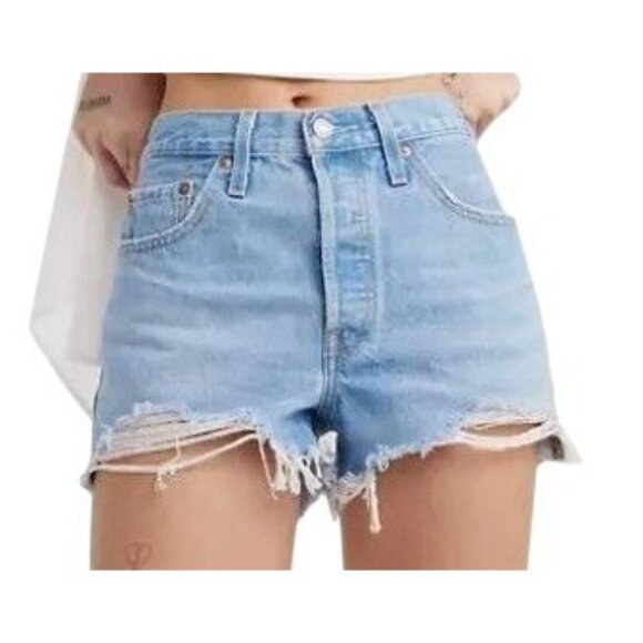 Levi's‎ Womens 31 Premium 501 Original Fit High Rise Buttonfly Denim Shorts - Picture 1 of 12